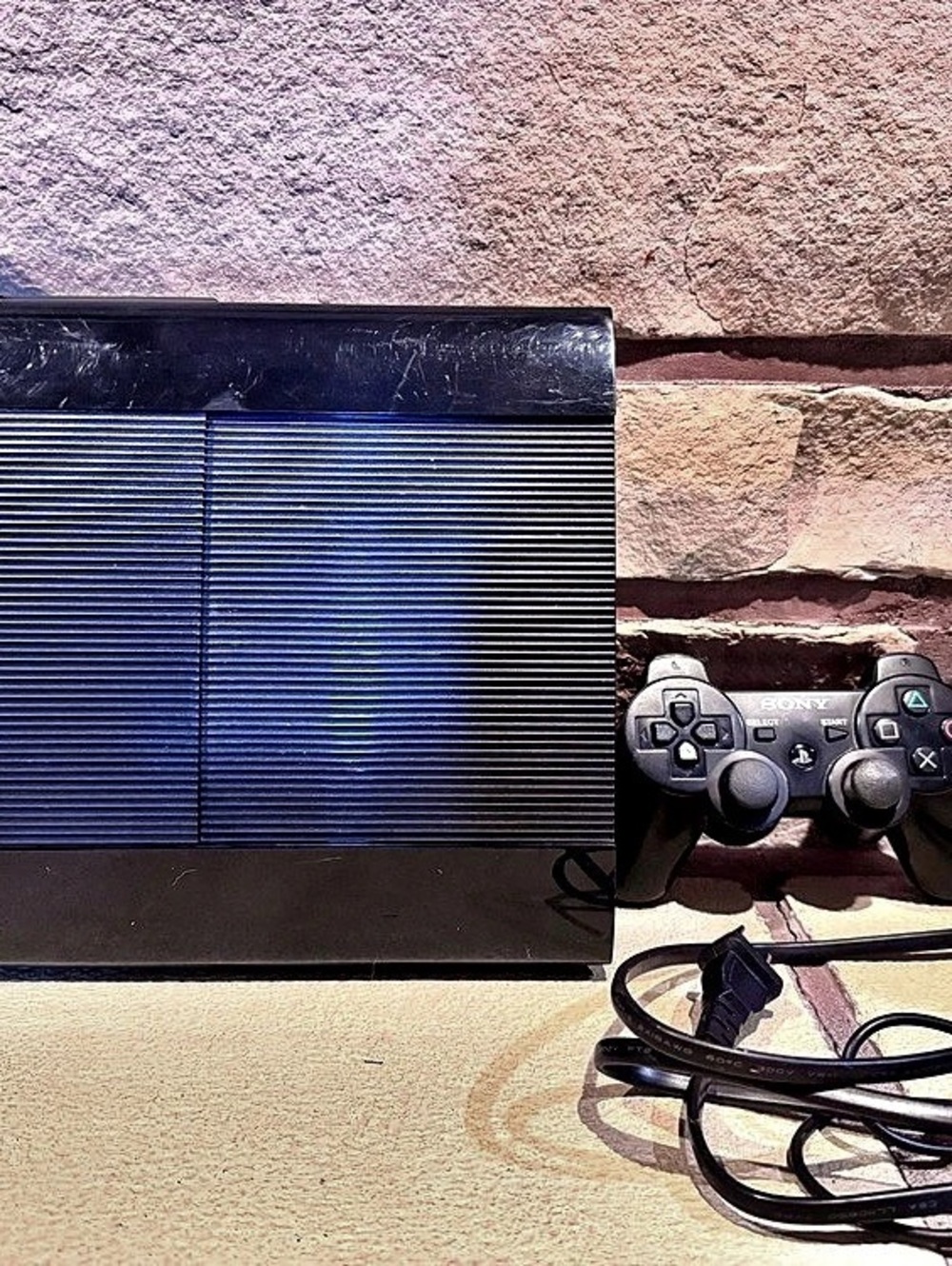 Sony PlayStation 3 SuperSlim Black Console with Controller and cables